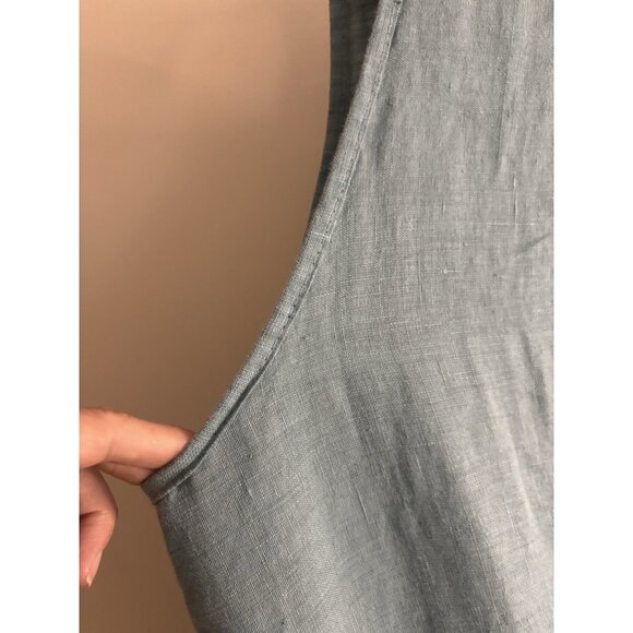 Maen 100% Linen Apron Romper Overall Pants Hankerchief Lagenlook Large pockets - Picture 9 of 15